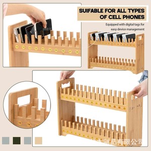 Cross-border classroom phone stand, <b>desktop</b> phone holder, simple wooden phone storage rack - Product Image 4