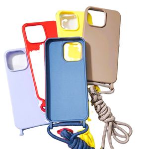 เคสโทรศัพท์กันกระแทก TPU ซิลิโคน ราคาโรงงาน สำหรับ iPhone 14 15 Pro Max พร้อมสายคล้องคอแบบไขว้ สายคล้องไหล่ สายคล้องคอ - Product Image 1