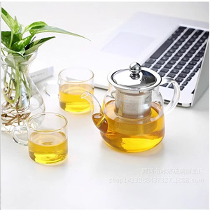 Heat Resistant Glass Teapot With Stainless Steel Filter High Mouthed For Gongfu <b>Tea</b> <b>Sets</b> Minimalist Design Simple Style - Product Image 1