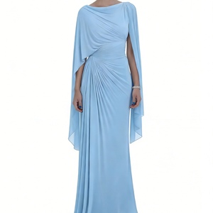 Abito da sera lungo da donna <span class=keywords><strong>con</strong></span> maniche a mantella drappeggiate e vita arricciata, ideale per invitati a matrimoni ed eventi formali - Sehe Fashion - Product Image 3