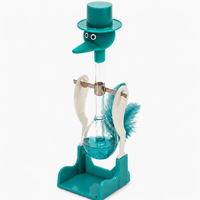 Jouet de bureau en verre fait main écologique à motif de cubes verts, en forme d'oiseau, avec fonction de trempage – Éducatif et anti-stress