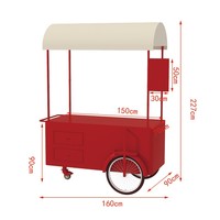 Chariot de marché en fer forgé d'extérieur, chariot de petit-déjeuner, chariot portable à trois roues, présentoir de centre commercial, chariot de dégustation