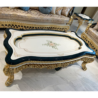 Royal Furniture Dubai Ensemble de tables basses pour le salon Table d'appoint de luxe Table basse dorée vintage avec dessus en verre