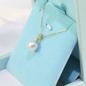 Collar de joyería de lujo, blanco, 8mm, AU750, 18K, oro auténtico puro, Perla de agua dulce cultivada individual - Product Image 5