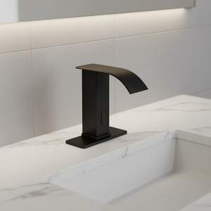 Grifo de Lavabo Automático con Sensor de Movimiento, Negro Mate, Diseño Moderno, de un Solo Orificio, sin Contacto, Tipo Cascada - Product Image 2