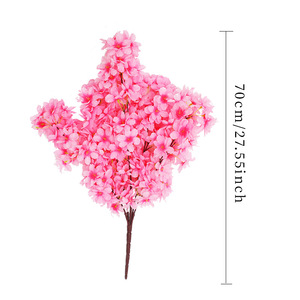 Branches de fleurs de cerisier artificielles Xinchengzhi, 5 branches, fleurs en soie plastique, rose clair, bleu clair, blanc, décoration de mariage et de la maison - Product Image 4