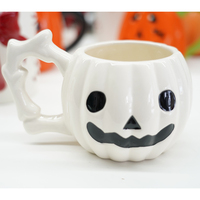 Mug en céramique blanc en forme de fantôme 3D mignon, grande capacité, compatible lave-vaisselle, idéal pour Halloween, cadeau de fête, décoration, vente en gros premium