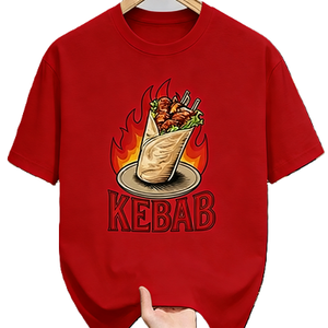 T-shirt graphique pour les amateurs de kebab, motif döner wrap épicé, impression fast-food, t-shirt oversize en coton à manches courtes, streetwear, haut décontracté - Product Image 3