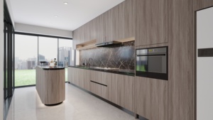 Meubles de cuisine modernes et minimalistes, armoires, plan de travail en pierre Nero Marquina, îlot de cuisine, ensemble de cuisine de luxe pour villa - Product Image 3