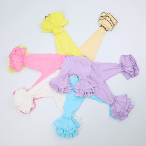 Qingli OEM Custom Factory per l'autunno e la primavera <span class=keywords><strong>pantaloni</strong></span> a zampa di elefante morbidi e comodi da ragazza tinta unita in bambù plissettato - Product Image 1