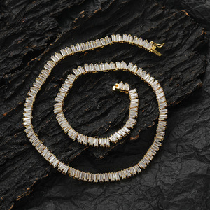 Front and Back Ladder Square Zirconium Tennis Chain, Mix and Match Stacked Chain Tanjing Fashion Lijing Necklace - Product Image 1