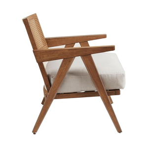 Fauteuil en rotin et bois massif pour salon, chambre, salle à manger, mobilier de maison, finition marron, siège d'appoint confortable - Product Image 3