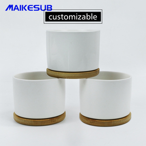 Maikesub nouveau pot de fleur en céramique au design carré avec coussin de bassin en <span class=keywords><strong>bambou</strong></span> Logo personnalisable pour la maison jardin pépinière - Product Image 5
