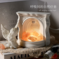Lampe à sel de l'Himalaya en céramique faite à la main, bougeoir ange, lampe aromatique en cristal, boîte d'aromathérapie, écran LED, Diwali, Noël, Fête des Mères
