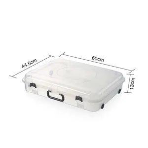 XingYou Kotak Penyimpanan Bawah Tempat Tidur Plastik, KOTAK SEPATU Portabel Pengatur Pakaian dengan Roda Transparan