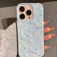 Coque de téléphone antichoc en TPU de style Ins à motif vague unie pour 15 Pro 16 Pro 14, avec nouvelle poignée de téléphone au design mignon