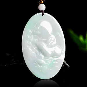 Pendentif en jade naturel de style chinois, motif lapin du zodiaque de Birmanie, design original UNISEXE, cadeau avec certificat d'évaluation DW58 - Product Image 2