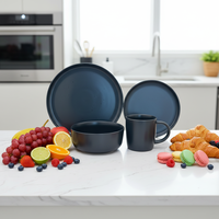 Service de table en grès de qualité supérieure Guangda |   Assiettes et tasses en céramique noire émaillée |   Utilisation domestique, compatible lave-vaisselle, compatible micro-ondes, résistant à la chaleur