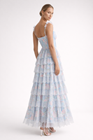 Robe longue à volants en dentelle florale pastel pour femme, style corset bustier, idéale pour l'été, les soirées et les fêtes, personnalisable OEM par SHENGFU