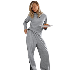 Ensemble deux pièces pour femmes, tenue décontractée, ensemble haut et bas assorti, doux et confortable, pour femmes - Product Image 2