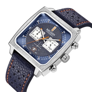 Nuevo Reloj Cronógrafo Megir 2022 para Hombre, Esfera Cuadrada 2182, Reloj Multifunción con Cronógrafo, Relojes de Cuero para Hombre - Product Image 1