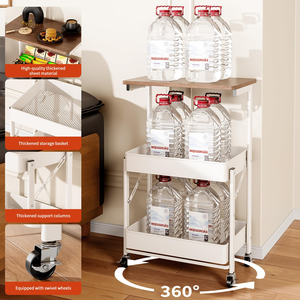 Colorful Three Tier Metal Shelf Mobile Storage Cart Organizer Kitchen Bathroom Living Room Storage Cart - Product Image 3