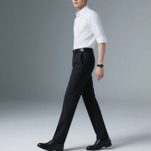 Men's Classic <b>Black</b> <b>Dress</b> Pants Slim Fit Formal Office Trousers - Comfort Stretch, Wrinkle-Free - Product Image 3