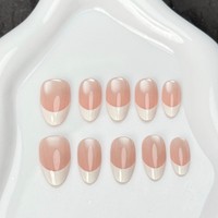 Y111 Kaixin – Kit d'ongles artificiels réutilisables blancs courts en forme d'amande, style French Cat Eye, fournitures pour nail art