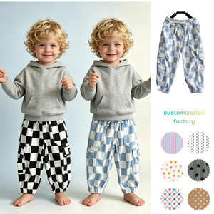 Nouveauté - <span class=keywords><strong>Pantalon</strong></span> <span class=keywords><strong>cargo</strong></span> en velours côtelé à carreaux pour bébés garçons, <span class=keywords><strong>pantalon</strong></span> décontracté à cordon élastique pour enfants - Product Image 1