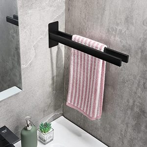 Porte-serviettes double couche en acier inoxydable Porte-serviettes de salle de bain à fond carré <span class=keywords><strong>sans</strong></span> perçage - Product Image 3