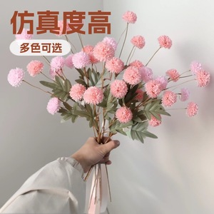 Bouquet d'hortensias et de chrysanthèmes artificiels en soie, fleurs en plastique et tissu, décoration de mariage et de maison, branche unique JT 066007 - Product Image 1