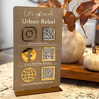 Panneau de Table avec Logo miroir en acrylique, panneau d'affaires de médias sociaux, Laser, mignon, Code Qr, Plaque de support
