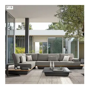 Nordic sofá ao ar livre teca sala conversa pátio conjunto sofá jardim para Courtyard Garden Villa