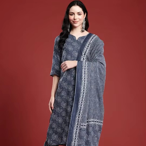 Kurta de algodón puro con estampado de Bandhani con pantalones y Dupatta para mujer, producto a granel, ropa de mujer personalizada - Product Image 1