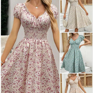 2025 Primavera Verano mujeres vestido Floral estilo francés mangas con volantes Wrap cintura Boho playa Sundress Cottagecore - Product Image 1