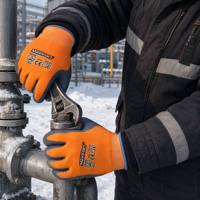 Gants de travail d'hiver isolés thermiquement MaxiPact, 10 jauges, polyester/acrylique, doublure en tissu éponge, revêtement en latex sablé, équipement de sécurité imperméable