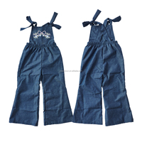 Barboteuse en jean en coton pour filles, vêtements pour enfants, combinaison sans manches avec bretelles brodées, nouveauté