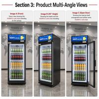 Réfrigérateur commercial vertical économique, refroidisseur de boissons, vitrine réfrigérée avec refroidissement par air, porte vitrée, commande LED, verrouillage de la porte
