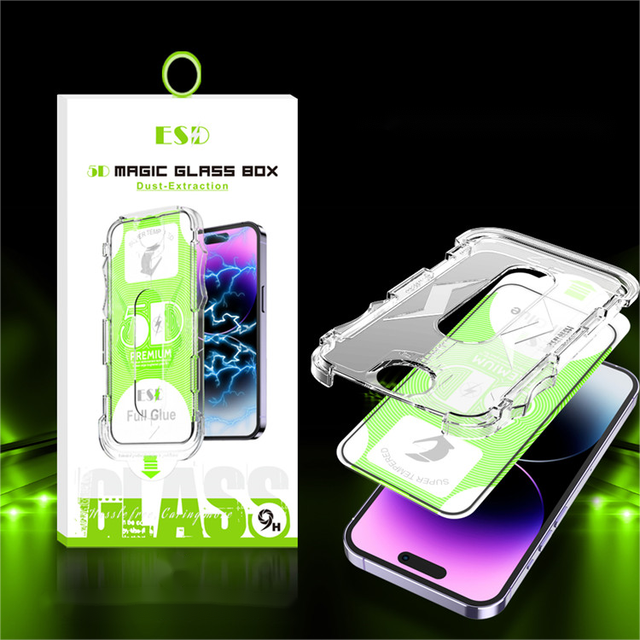New Arrival Magic Glass Box Dust Removal Box Full Cover Screen Protector Tempered Glass for iPhone 16 Pro Max 15 14 13 12 11
