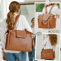 Sac à langer de luxe personnalisé en cuir PU végétalien souple, grande capacité, avec matelas à langer et sangles pour poussette
