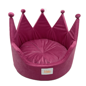 Yangyangpet Unieke Knuffelbeer Micro Pluche Paars Koningin/Koning Kroon Vorm Hond <span class=keywords><strong>Bed</strong></span>