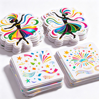 Autocollants de fête de carnaval Haoxuan, graphiques décoratifs holographiques en PVC pour masques et danseurs de tambour, multicolores, brillants, découpés sur mesure