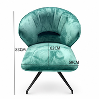 Fauteuil de bureau en velours avec dossier incurvé et assise rembourrée pour chambre, salon ou espace commercial