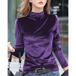 Nuova t-Shirt <span class=keywords><strong>calda</strong></span> a collo alto da <span class=keywords><strong>donna</strong></span> in top autunno inverno elegante e Slim Casual a maniche lunghe - Product Image 1