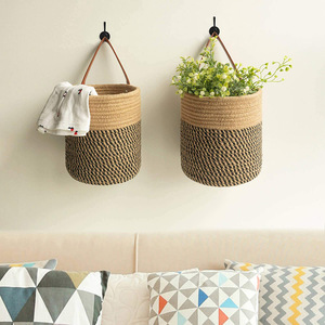 Planta de araña, maceta colgante de pared de imitación ratán, cesta tejida, flor artificial hecha a mano, cesta colgante puramente artesanal - Product Image 2