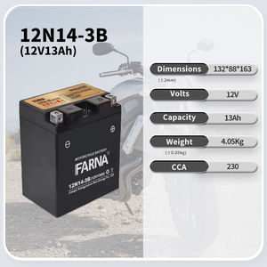 Nuevo diseño 12V 14AH <span class=keywords><strong>AGM</strong></span>/GEL Batería de motocicleta Tipo sellado sin mantenimiento Tasa de descarga de 20 horas 14ah Batería de arranque 12N14-3B - Product Image 4
