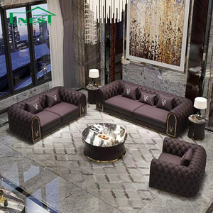 Set di Divani in Vera Pelle di Lusso per Soggiorno, Divano Componibile a 1, 2, 3 Posti, Set di Divani Moderni per Villa - Product Image 4