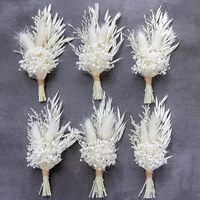 Mini Bouquets de Fleurs Séchées Boutonnières Garçons d'Honneur Mariage Boutonnières Herbe de la Pampa Composition Florale