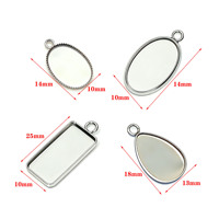Plateau en acier inoxydable pour pierres précieuses, pour la création de pendentifs ovales et rectangulaires en forme de goutte d'eau, composants de bijoux DIY