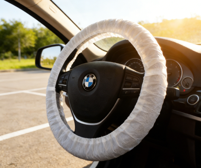 Disposable Car Steering Wheel Cover LDPE Elastic White 120cm*10cm Car Interior Protector